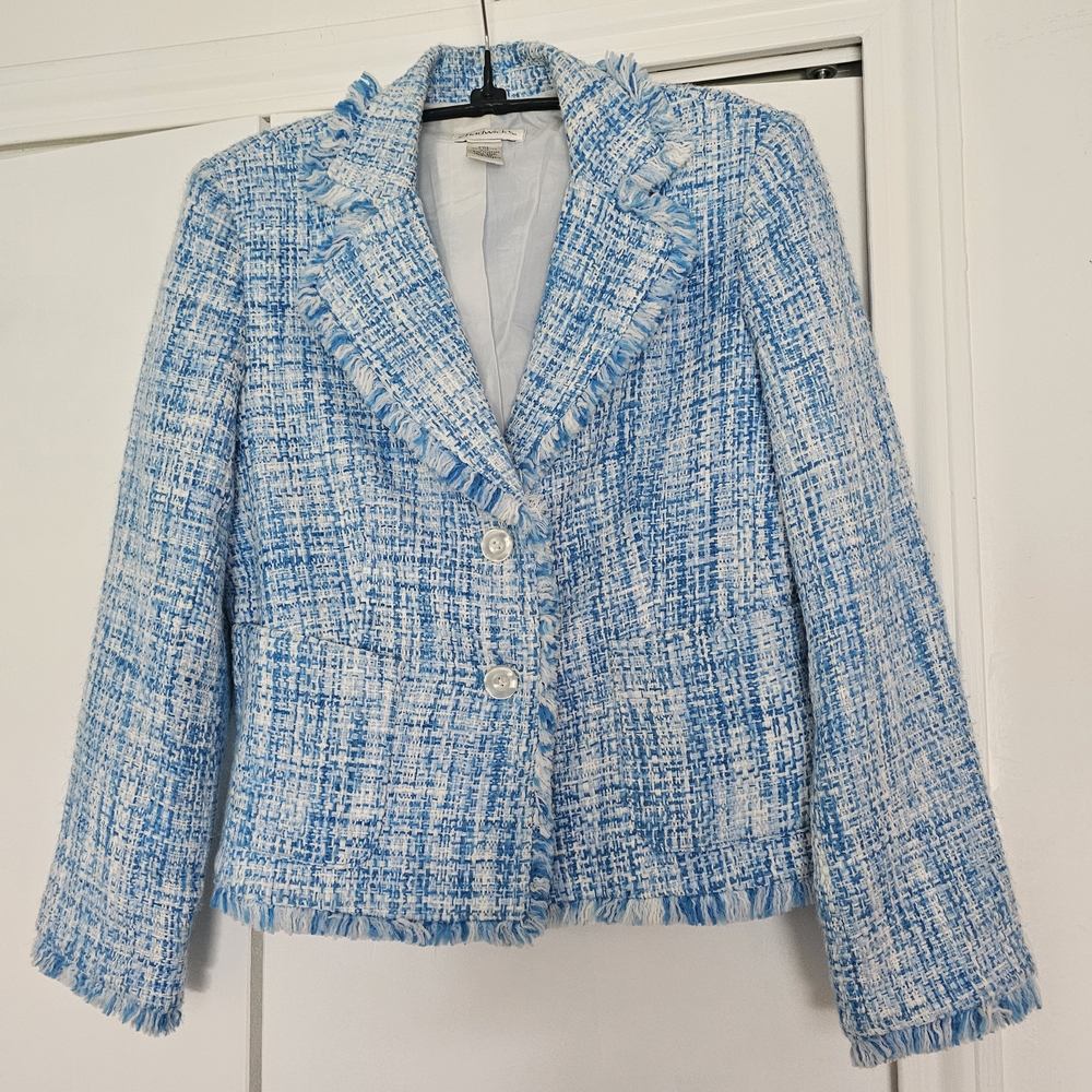 Beautiful Chadwicks Blue and White Tweed Blazer